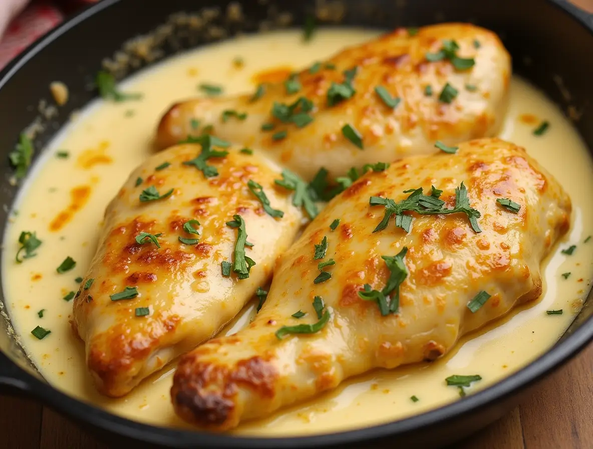 Juicy chicken cooked in a rich garlic butter sauce.